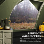 Waterproof 3-Person Camping Tent with Pockets, Lantern Hook and Carry Bag, Green