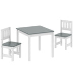 3-Piece Wooden Table and Chair Set for Children Ages 3-8, Grey and White
