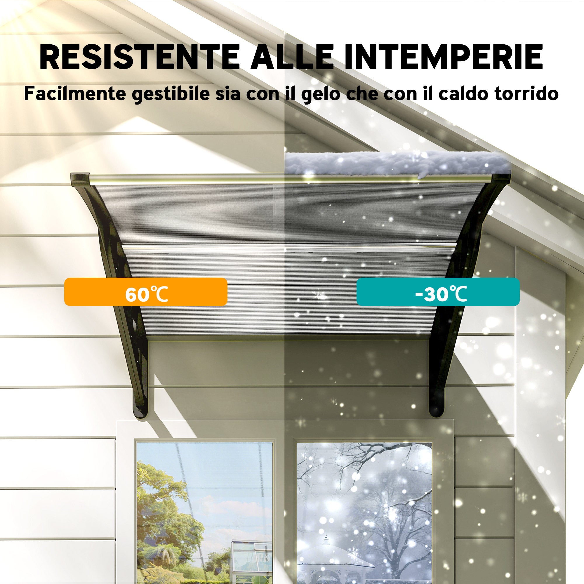 Outsunny Outdoor Polycarbonate Canopy for Doors and Windows, 103x96.5x27cm, Transparent