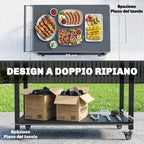 Outsunny Barbecue Cart, 2 Shelves, Pizza Stand, Bag Holder and Hooks, Black.