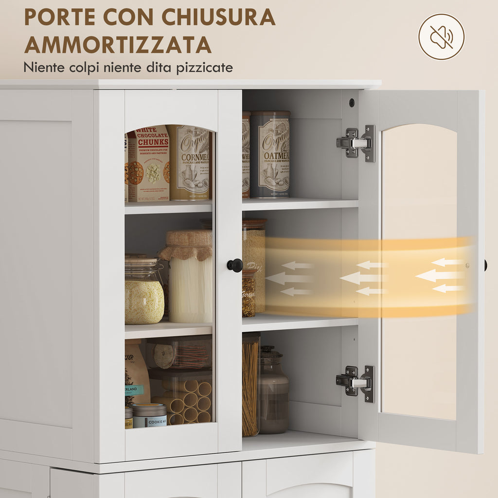 HOMCOM Kitchen Cabinet with Doors, Cupboards and Silent-Closing Hinges, Wooden, 60x40x162 cm, White