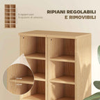 HOMCOM Set of 2 CD Racks with 6 Adjustable Shelves for 204 CDs, Wooden, 21x22.5x88.5 cm, Wood Color