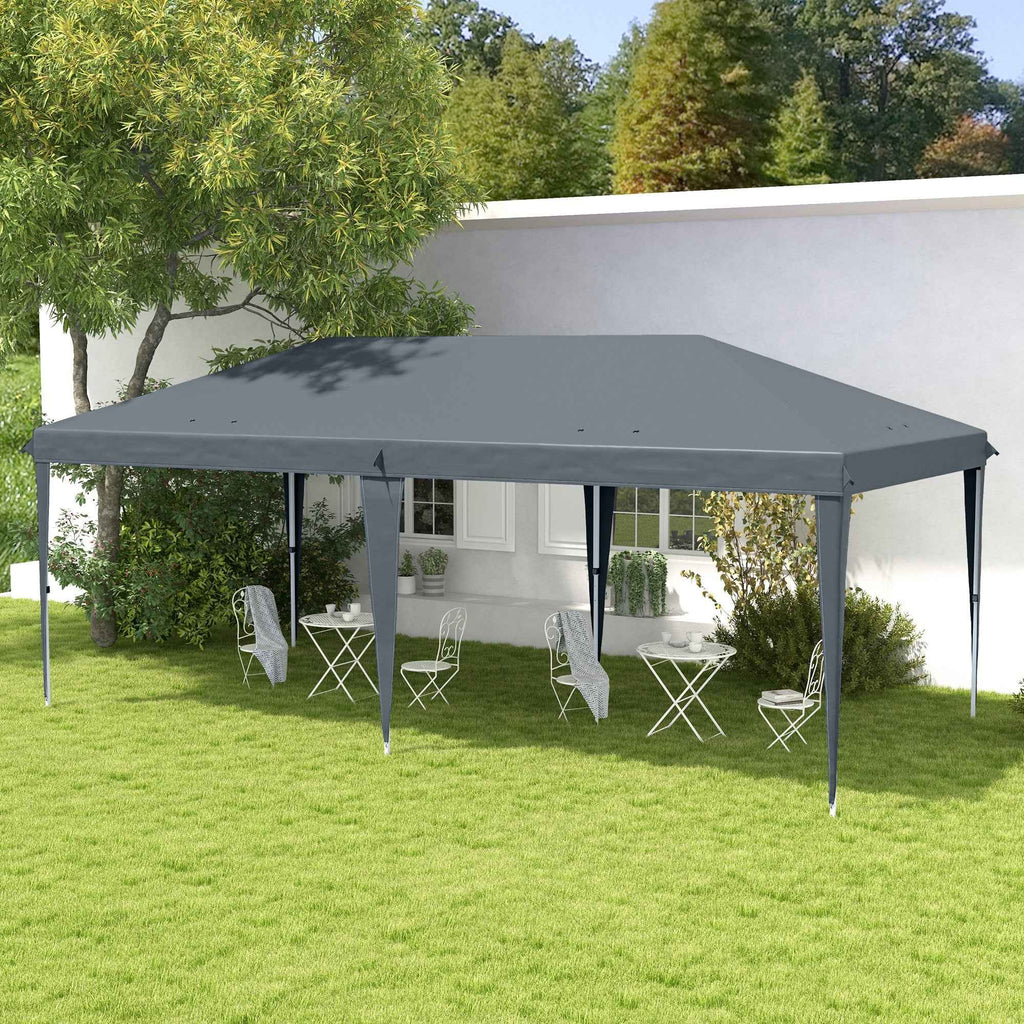 Outsunny 6x3m Pop-up Garden Gazebo Folding Party Tent with Carry Bag, Grey