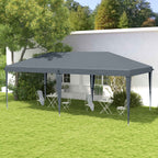 Outsunny 6x3m Pop-up Garden Gazebo Folding Party Tent with Carry Bag, Grey