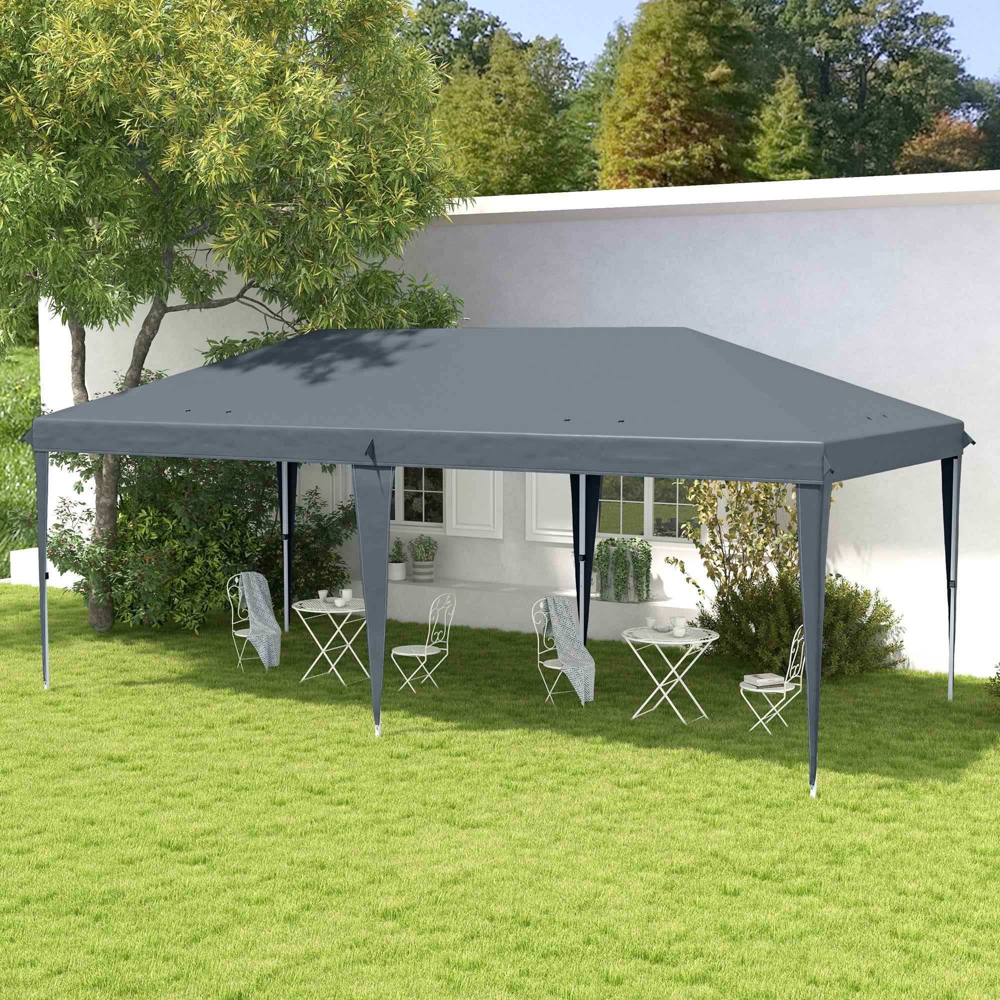 Outsunny 6x3m Pop-up Garden Gazebo Folding Party Tent with Carry Bag, Grey
