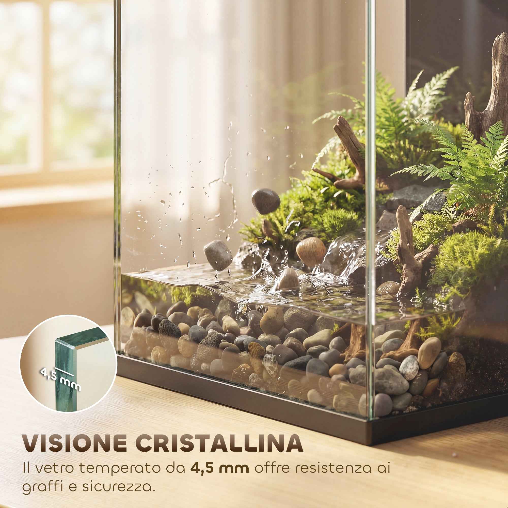 PawHut Aquarium, 24L Tempered Glass with Filter, LED Light and Water Pump