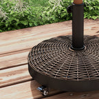 Round Garden Umbrella Base with 4 Wheels with Brakes, in Steel and Resin, Ø52x41 cm, Bronze and Black