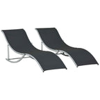 Outsunny Set of 2 Folding Garden Loungers in Aluminum and Texteline, 61x165x63 cm, Black