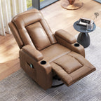 Reclining Massage Chair with Heated Faux Leather and 8 Massage Points, Brown