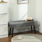 Quilted Bed End Bench in Corduroy Effect Fabric and Steel, 100x36x45 cm, Grey