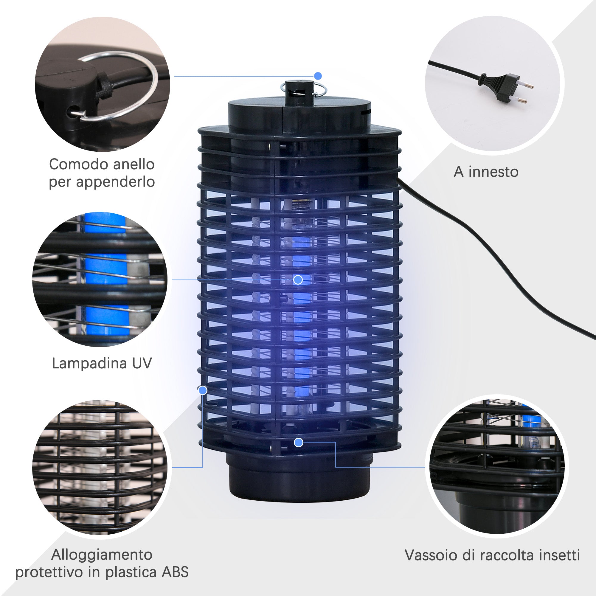 Mosquito Killer Lamp with UV Light for Indoor and Outdoor Use, 11x11x26 cm, Black