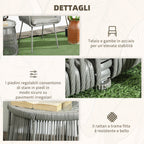 Outdoor Set with Glass Coffee Table and 2 Rattan Garden Chairs Boho Style, Light Grey