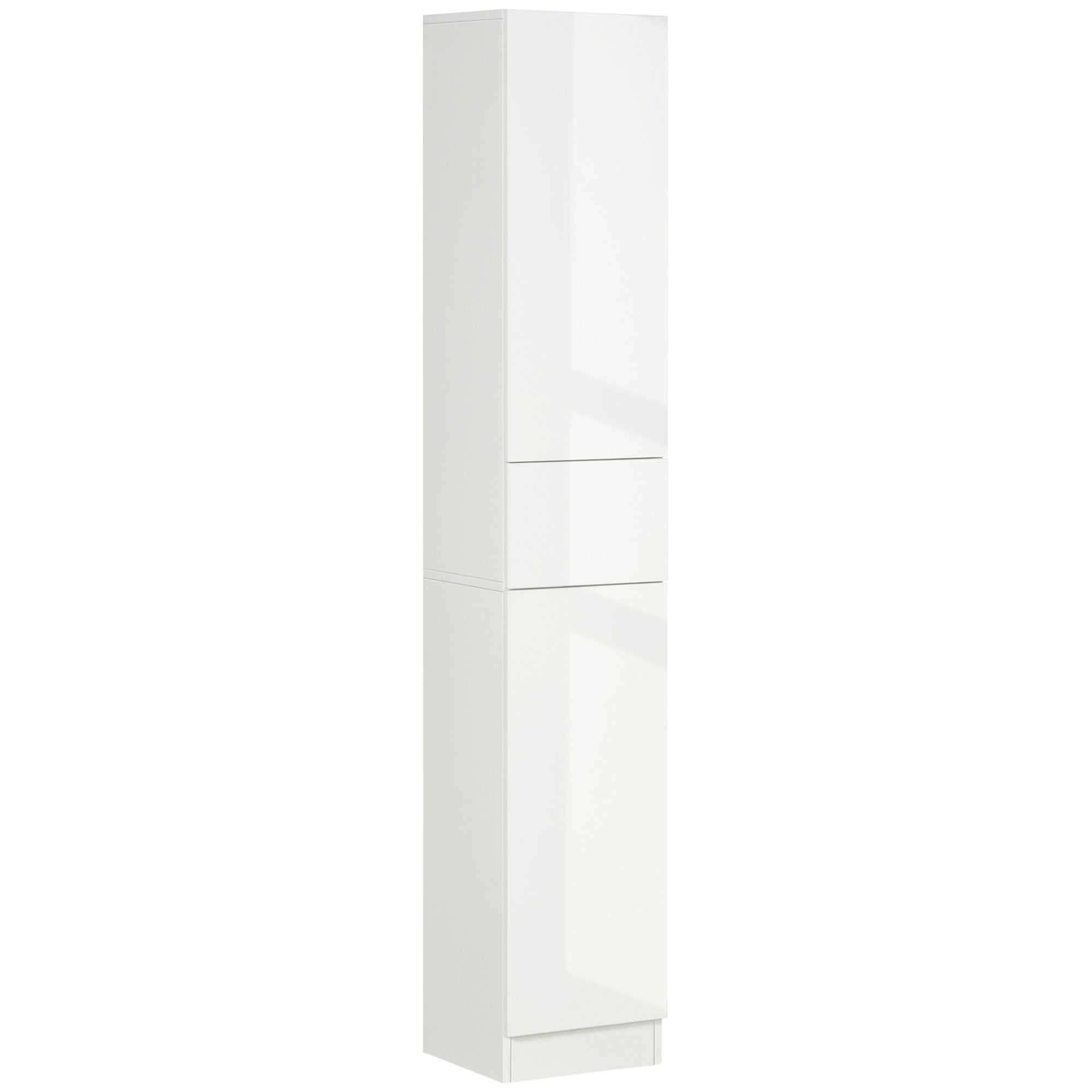 Bathroom Column with Drawer and 2 Cabinets Gloss White, 30x28x170cm