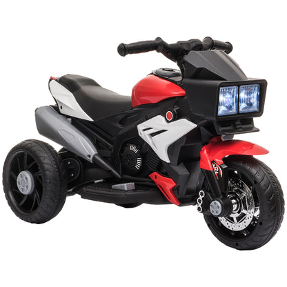 Electric Motorcycle for Children 3-5 Years (max. 25kg) with 3 Wheels, Lights and Sounds, 6V Battery, Red, 86x42x52cm