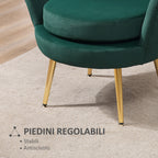 Vintage Design Velvet Armchair, High Back Bedroom Chair 76x67x74cm, Green