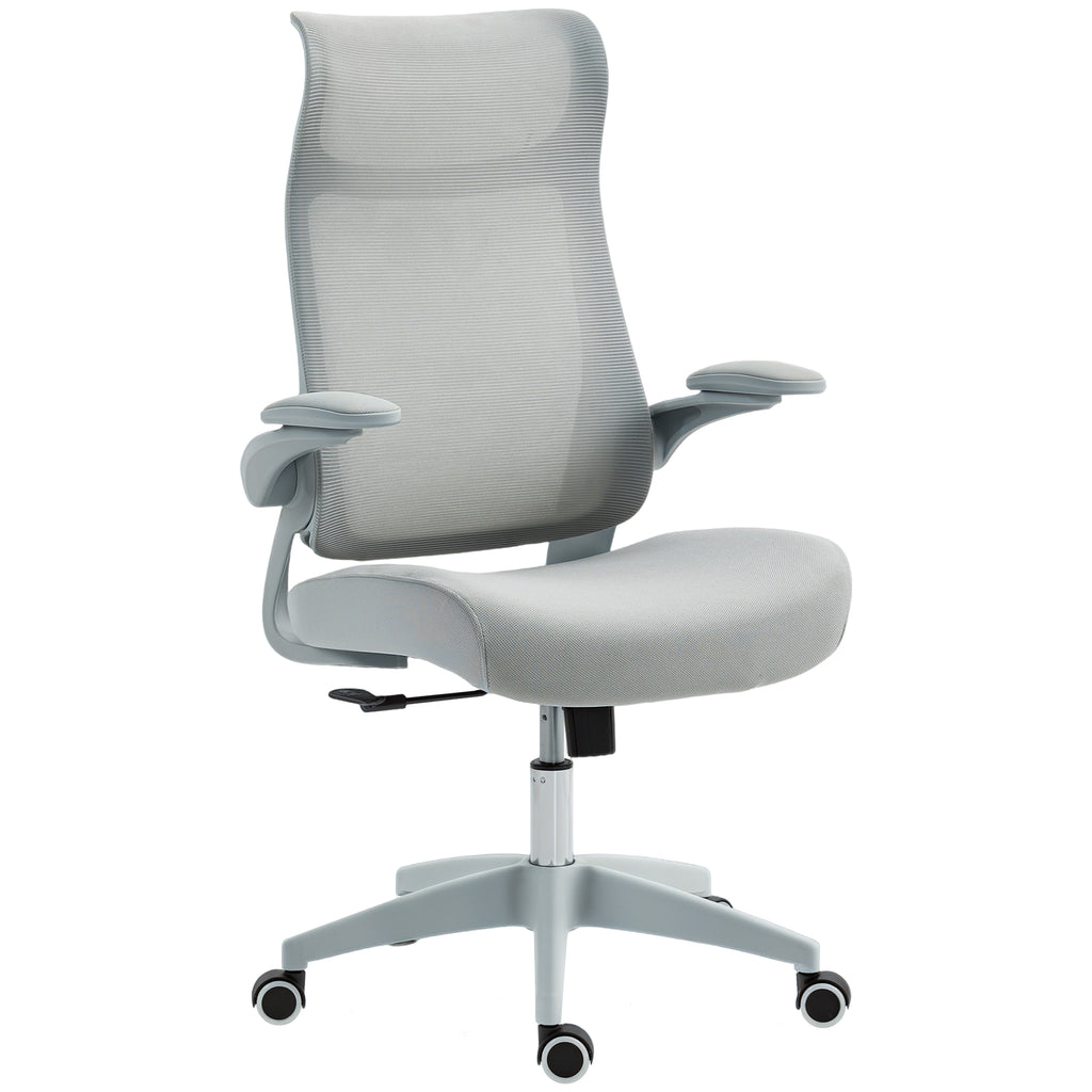 Ergonomic Office Chair with Adjustable Armrests, Mesh Backrest and Headrest, Grey