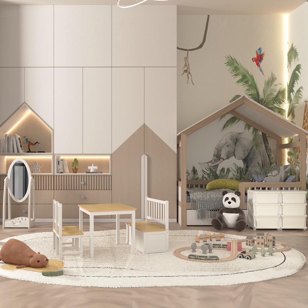 6-Drawer Children's Chest of Drawers for 3-6 Years Old with Rounded Edges, in PP Cream White, 75x37x56.5 cm