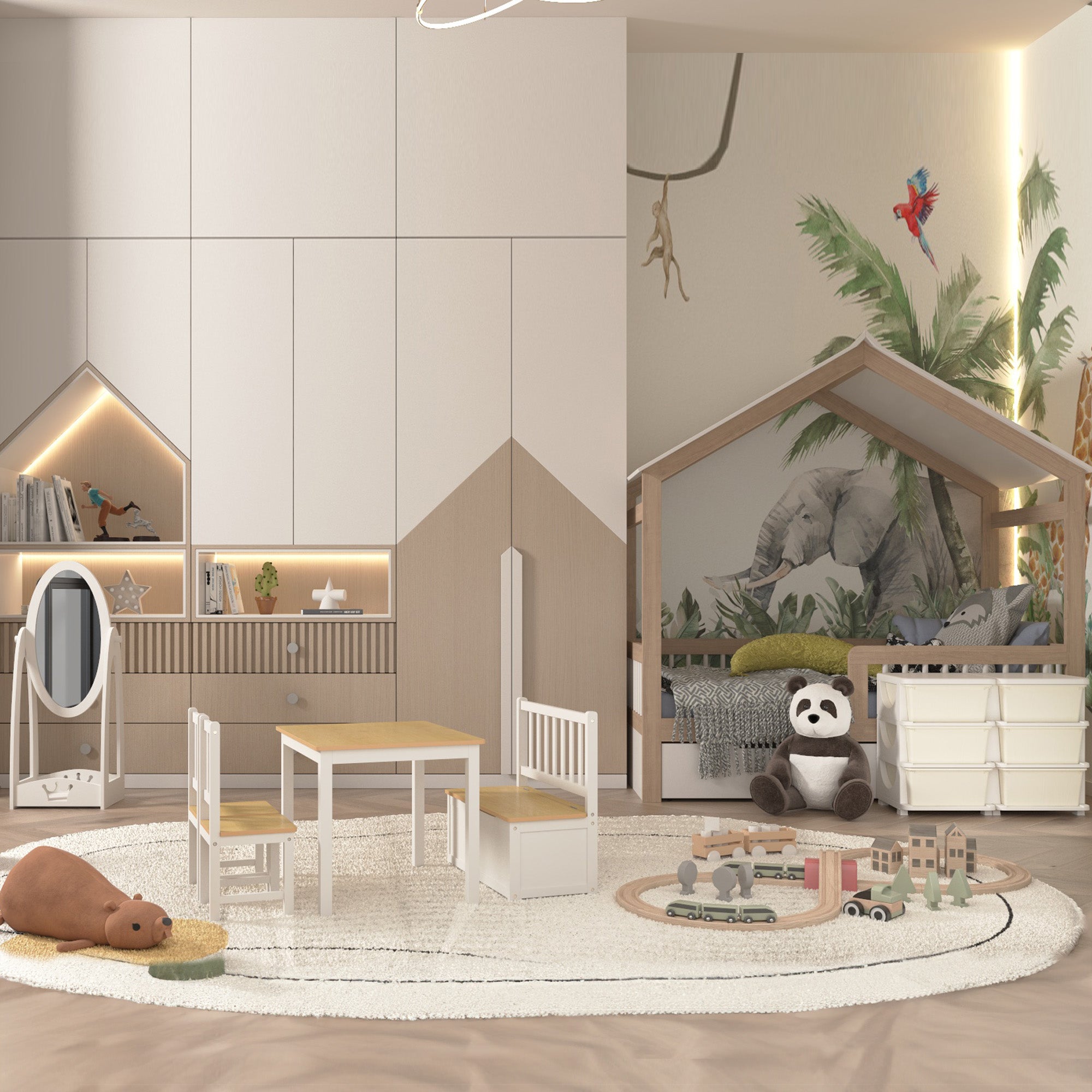 6-Drawer Children's Chest of Drawers for 3-6 Years Old with Rounded Edges, in PP Cream White, 75x37x56.5 cm