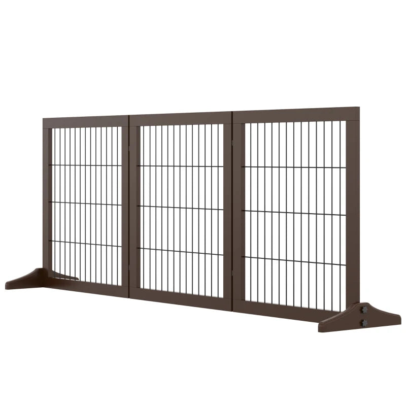 Folding and Adjustable Pet Gate in Pine Wood and Metal with Stable Base, for Dogs and Puppies, 185x36x71cm - Borge' Group Limited
