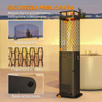 Outdoor Pellet Stove, 6.86 kW, Non-Slip Base, Glass Tube, and Metal Mesh, Black