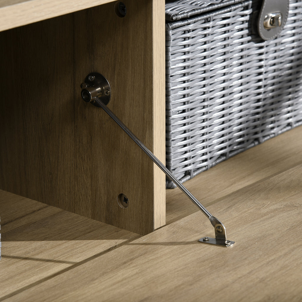 32"-65" TV Stand with Removable Shelf and Hinged Door Cabinet in MDF, 163x40x38 cm, Wood and Black