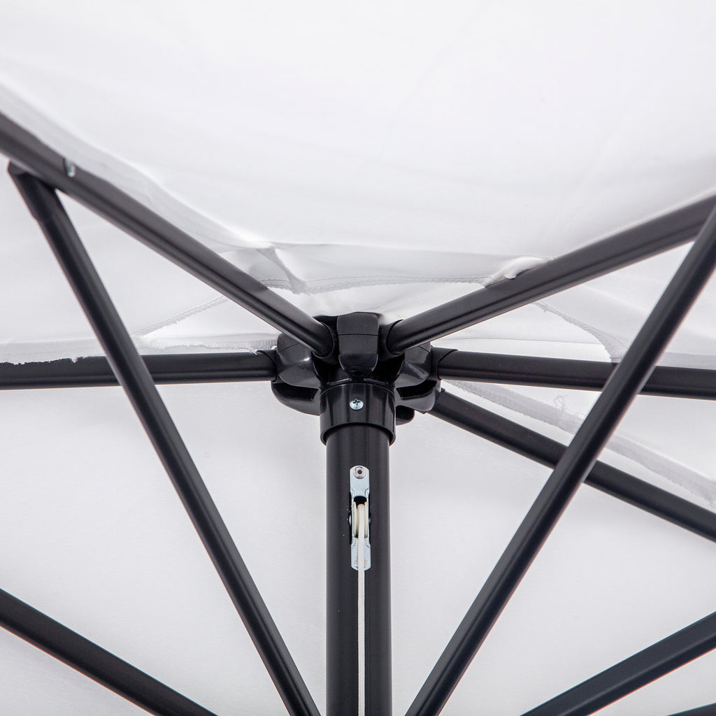 Crescent Moon Terrace Umbrella with Crank Opening and 2-Section Pole, 2.6x1.35 m, White