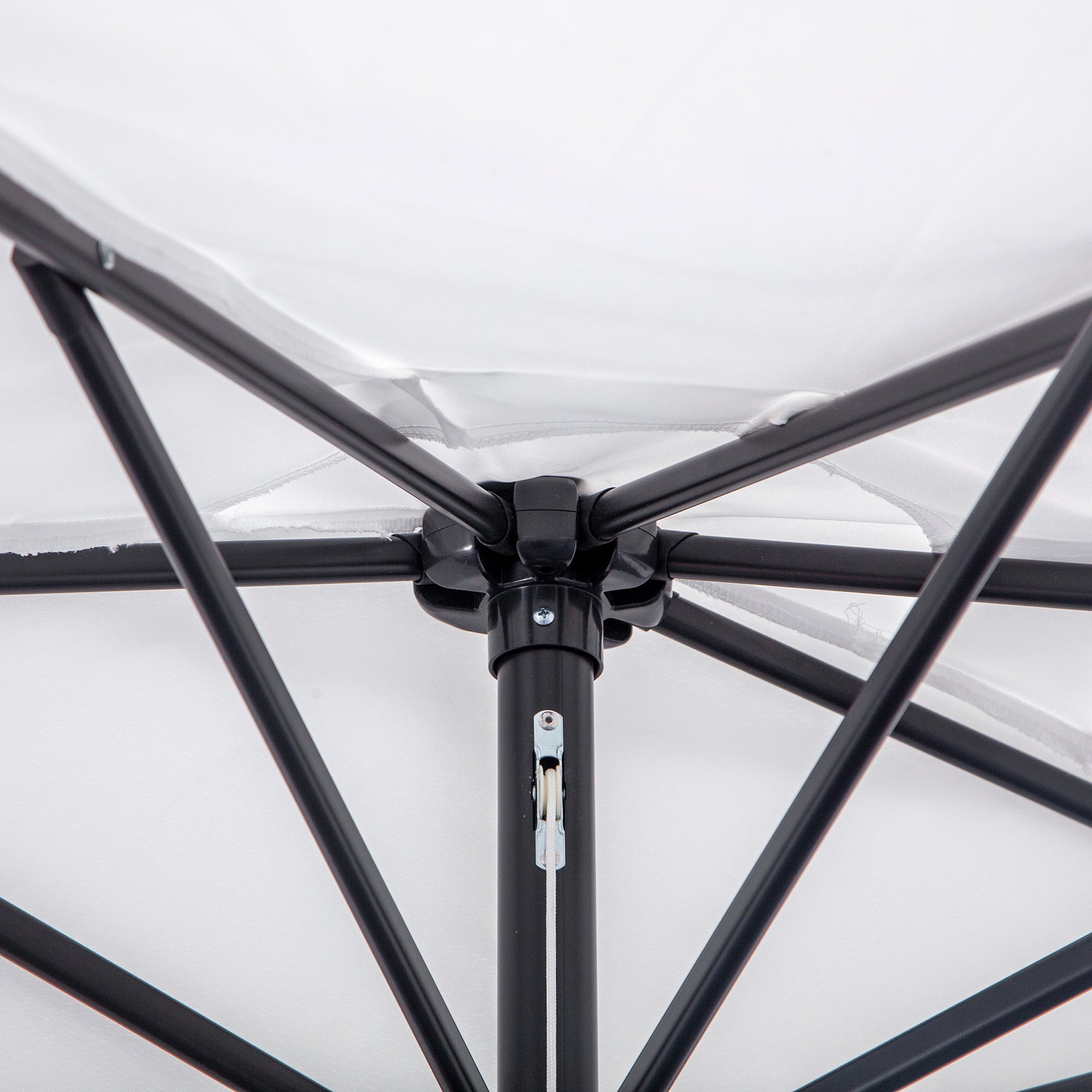 Crescent Moon Terrace Umbrella with Crank Opening and 2-Section Pole, 2.6x1.35 m, White