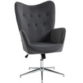 Swivel Lounge Chair with Velvet Armrests, Rocking and Adjustable Height, Dark Grey