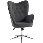 Swivel Lounge Chair with Velvet Armrests, Rocking and Adjustable Height, Dark Grey