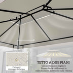Outsunny 3x4m Waterproof Polyester Garden Gazebo Cover Replacement Roof, Beige