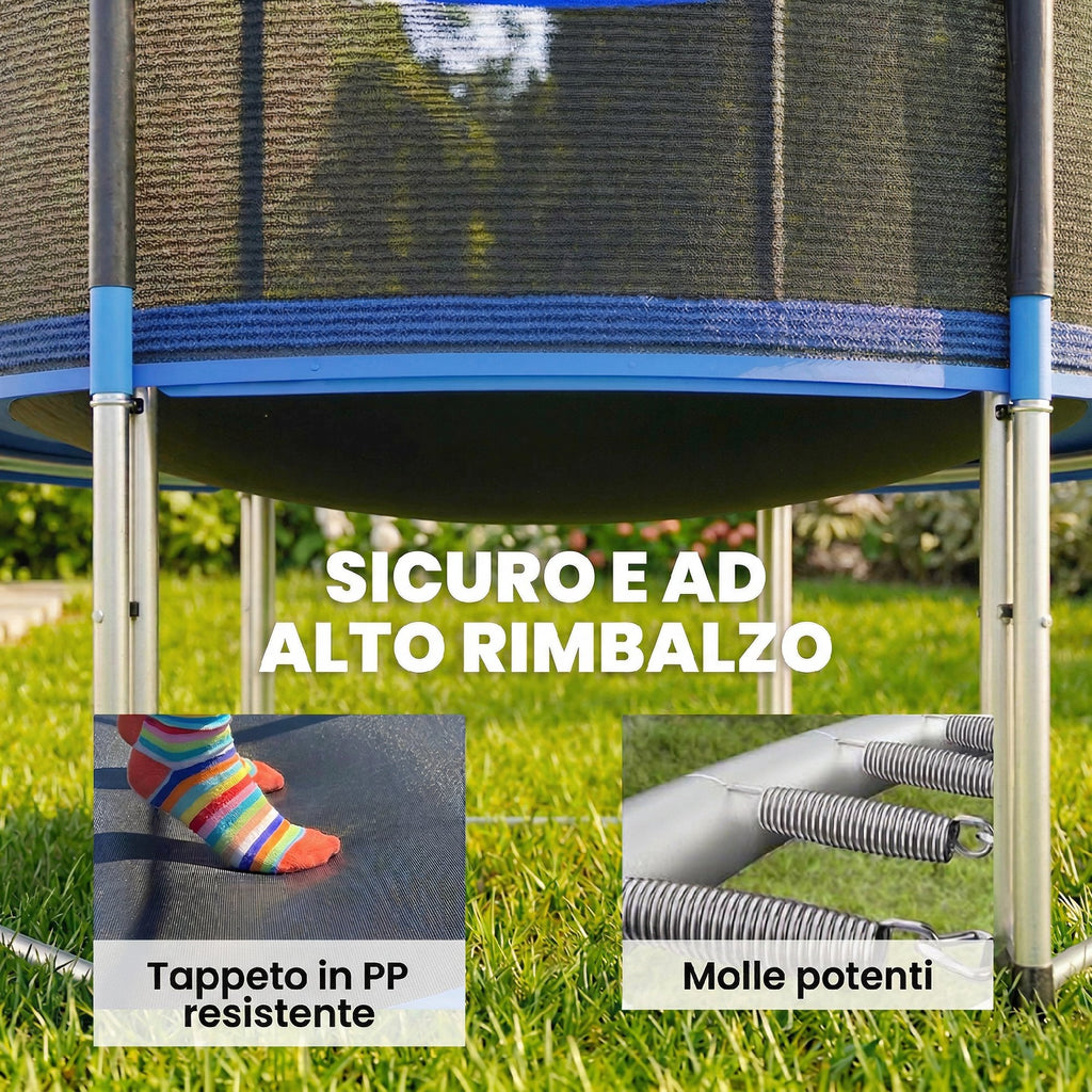 SPORTNOW Garden Trampoline, 183 cm with Safety Net and Ladder