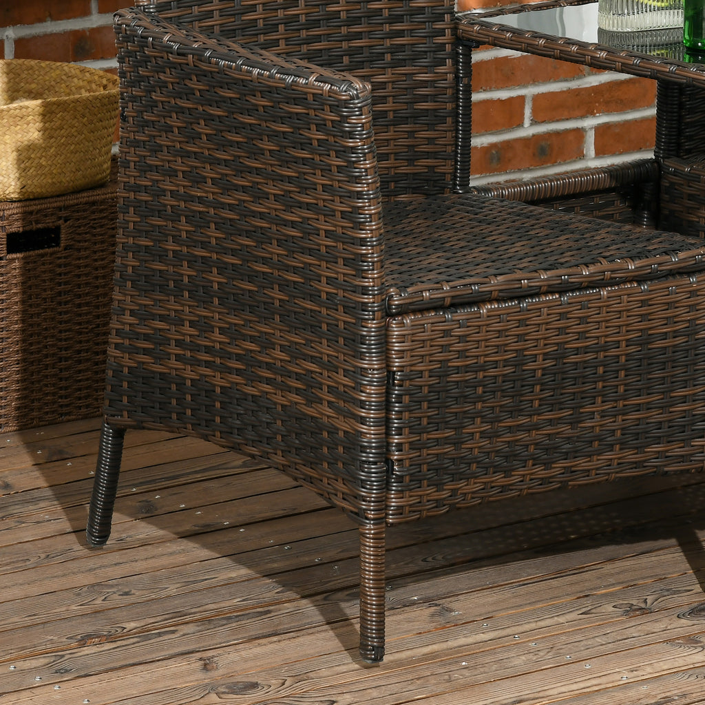 Outsunny garden set in Rattan with 2 modern chairs and coffee table, 138x60x87 cm, brown - Borgè
