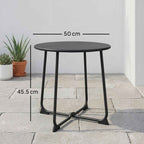 Outsunny 50cm Round Outdoor Metal Coffee Table with X-Base and Non-Slip Feet, Black