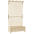 Outsunny Garden Planter with Trellis for Climbing Plants, 90x45x183 cm, Natural Wood