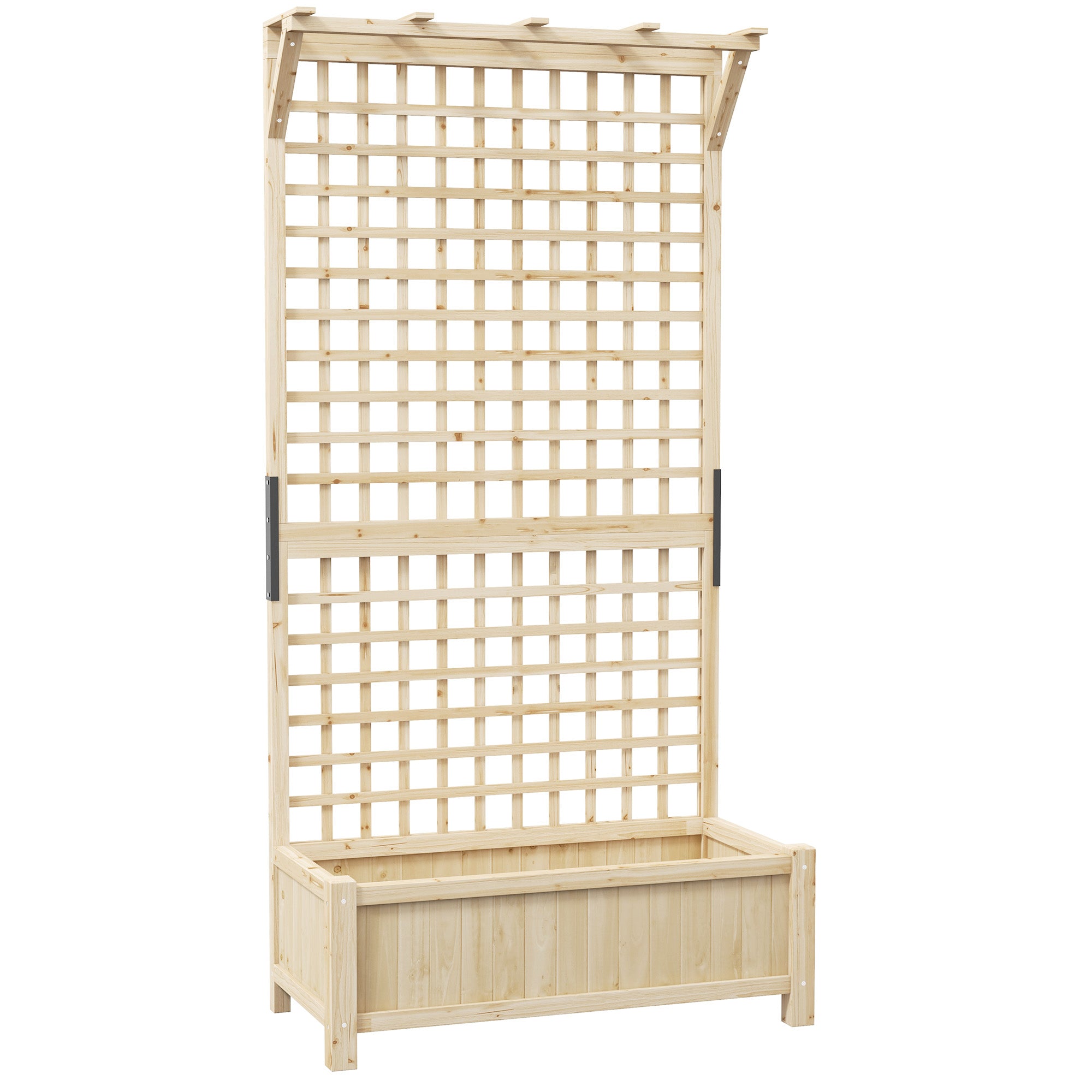 Outsunny Garden Planter with Trellis for Climbing Plants, 90x45x183 cm, Natural Wood