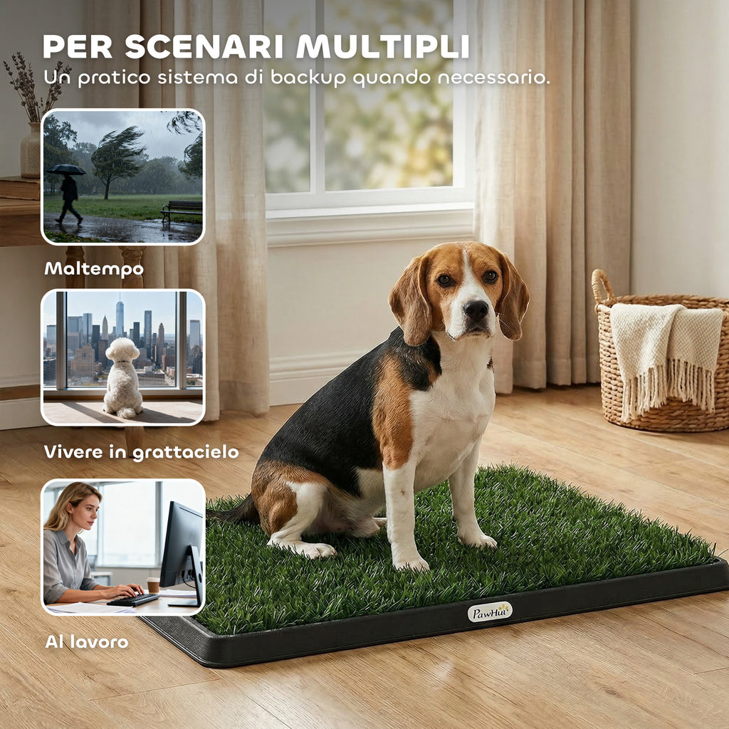 PawHut Washable Artificial Grass Dog Mat with Tray for Indoor and Outdoor Use 76 x 50.5 cm