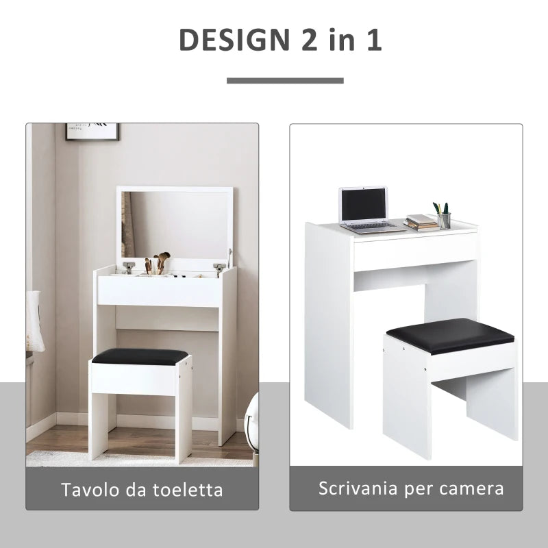 Vanity Make-up Table with Stool and White Mirror - Borgè