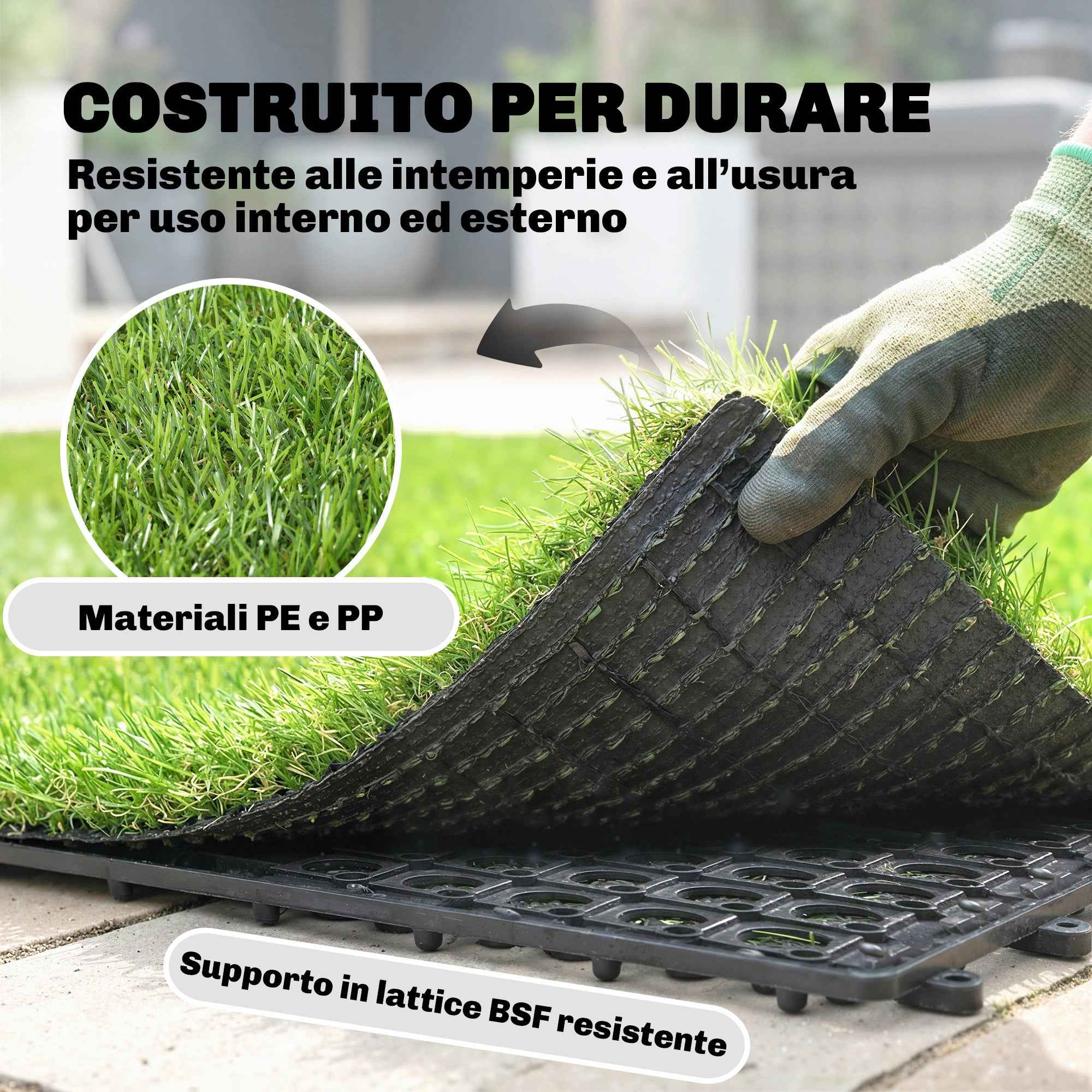 Outsunny 22 Pieces Synthetic Grass Mat, 30x30 cm, 25 mm Pile, Green