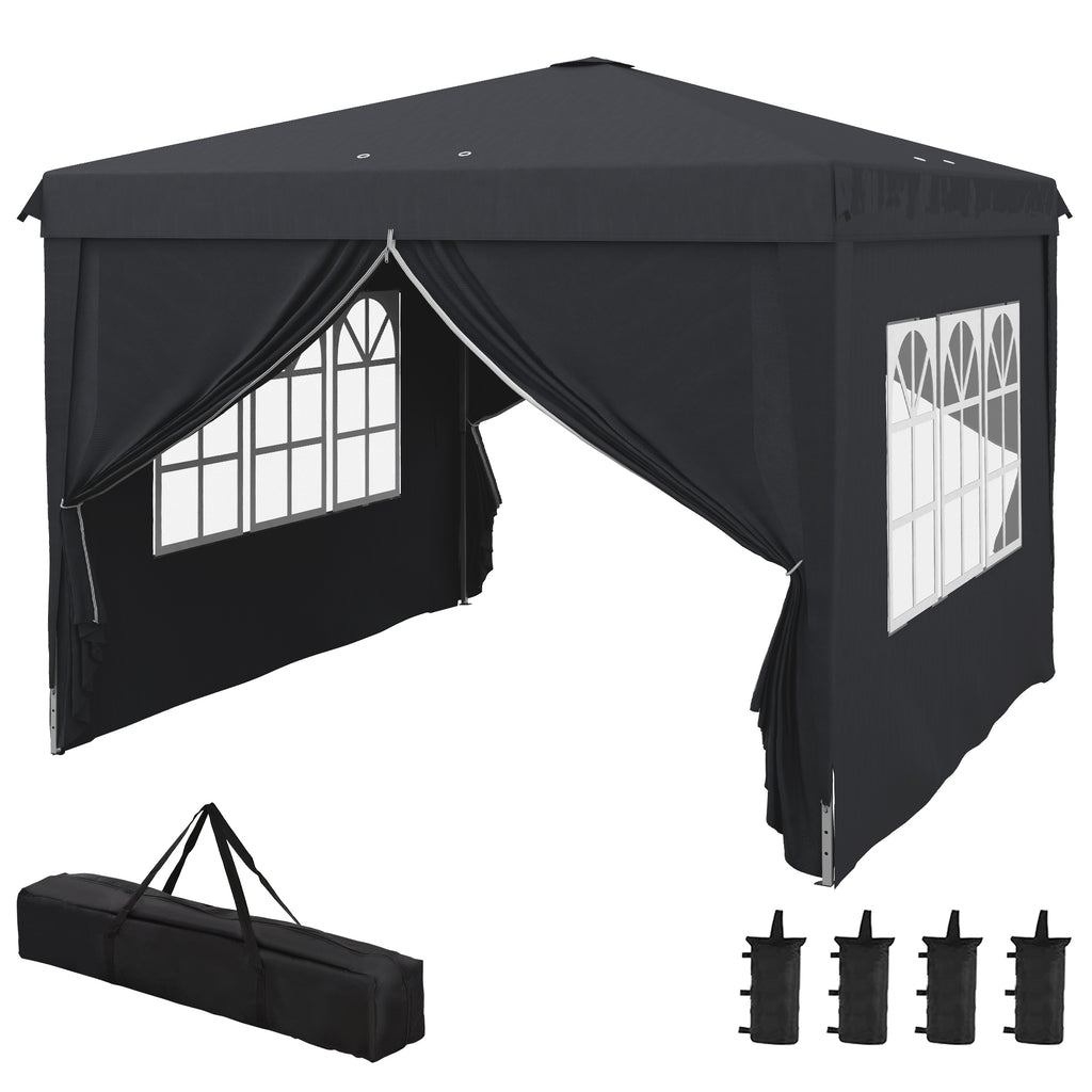 Outsunny Gazebo 3x3 with adjustable height with drainage holes and transport bag, metal, gray - Borgè