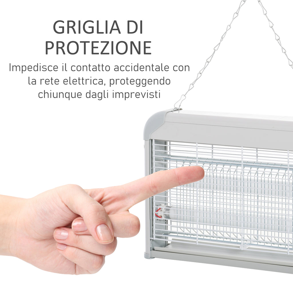 Outdoor and Indoor Electric Insect Killer with UV Mosquito Lamp for 60m², 20W Electric Mosquito Killer, Grey and White