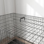 Pet Cage Foldable Steel Double Opening Dog and Cat Carrier, 121x77x82cm, Black - Borge' Group Limited