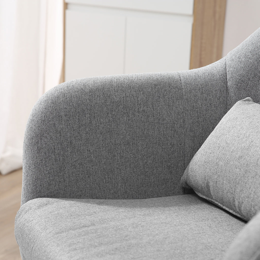 Swivel Chair with Adjustable Height, with Cushion, Lumbar Support and Armrest, 60x60x79-91 cm, Grey
