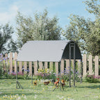 PawHut Galvanized Metal Chicken Run with Roof and UV Cover, 280x190x197 cm, Silver