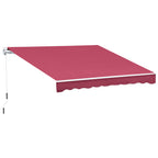 4x2.5m Hand Cranked Metal and Aluminum Outdoor Awning, Dark Red