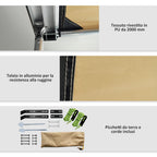 Waterproof Side Car Roof Awning with Adjustable Height, 2.5x1.6m, Khaki - Borgè