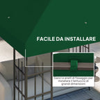 3x3m 600D Oxford Fabric Garden Gazebo Cover with Drainage Holes, Green