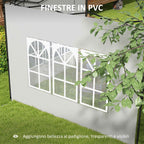 Outsunny Set of 2 Side Walls for Gazebos 3x3 m and 3x6 m with Windows, in PE and Plastic, 293x193 cm, White