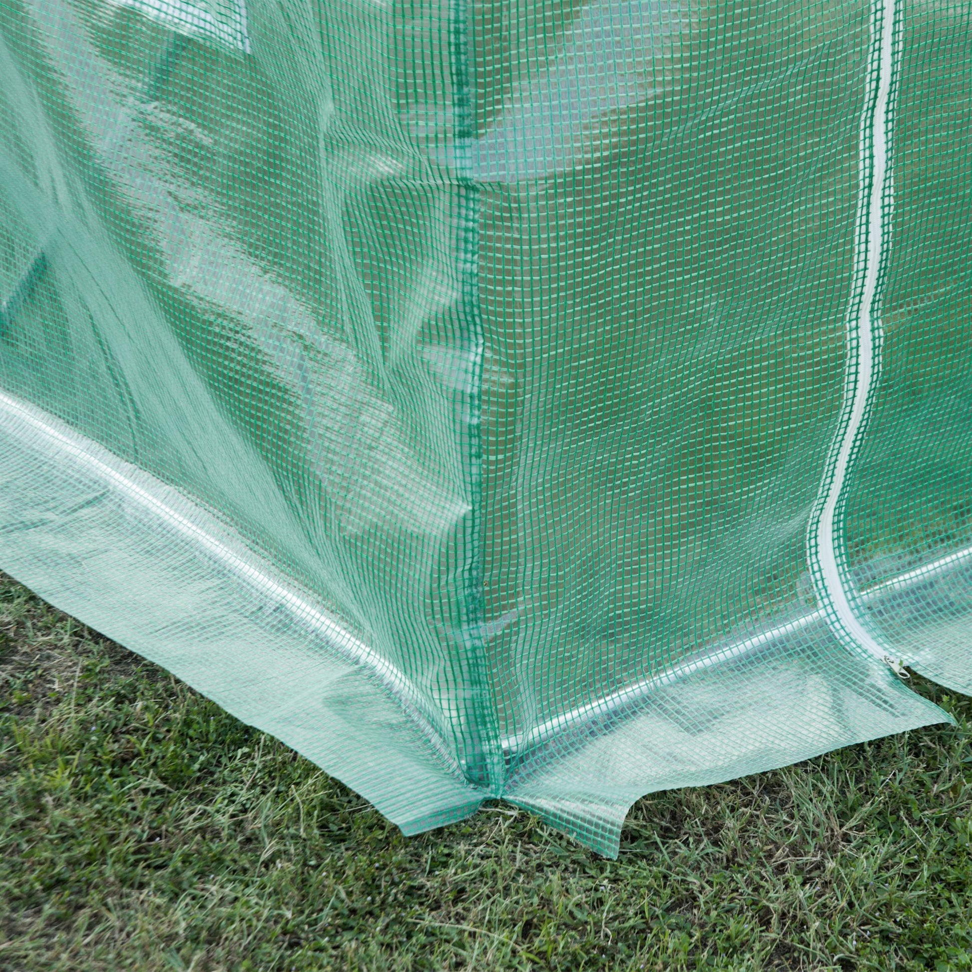 Outsunny PE Greenhouse Cover with 6 Windows, Roll-Up Door and Buried Edges, 3x2x2 m, Green - Borgè