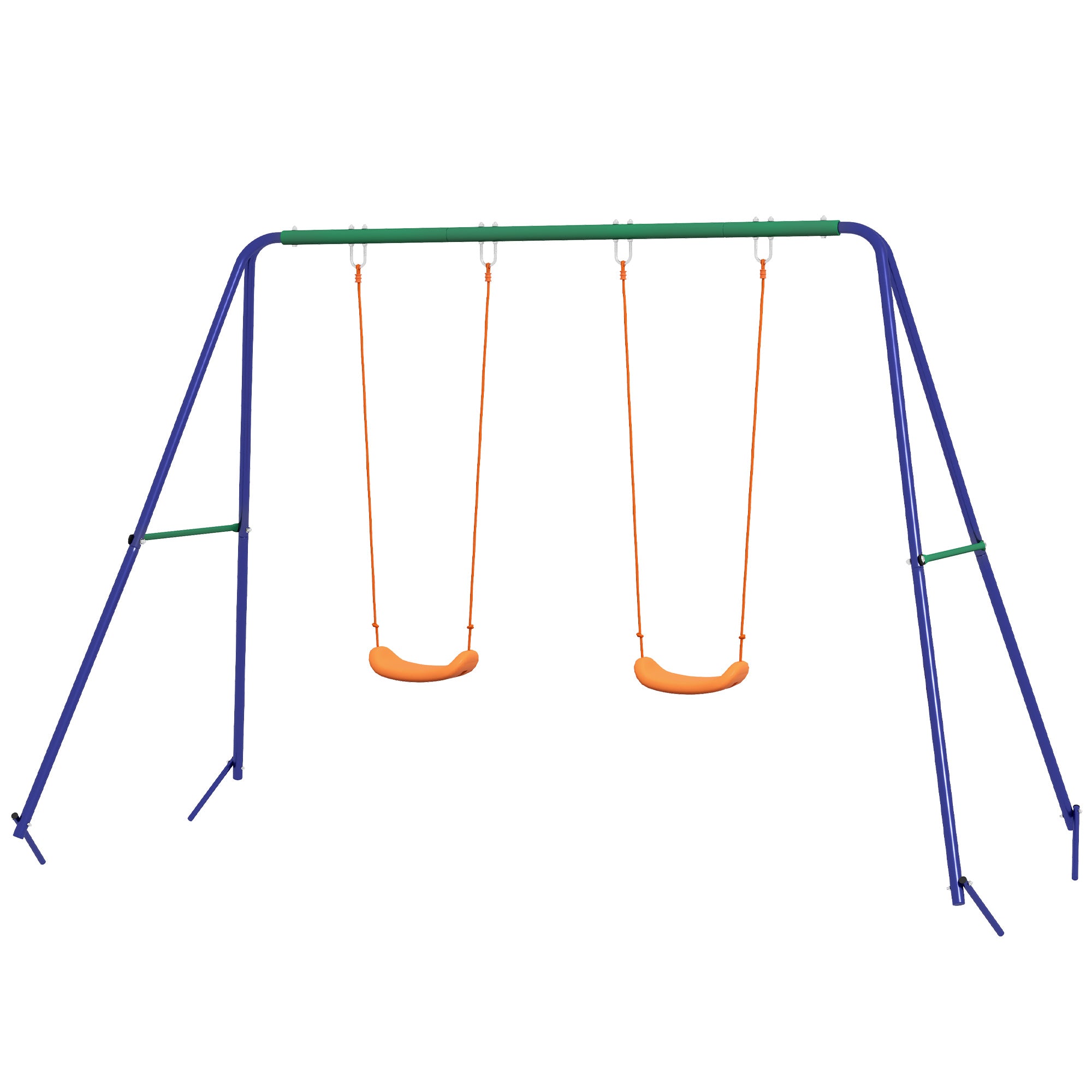 Outsunny swing for children 3-8 years with 2 seats and 4 stakes, in metal and pp, 269x160x180 cm - Borgè