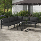 Outsunny garden set 7 pieces in steel and polyester with 5 chairs with cushions and 2 coffee tables, gray - Borgè